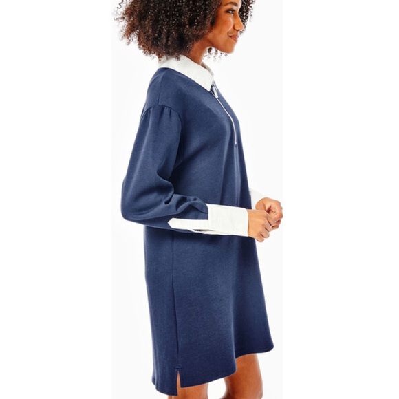 NWT - ADDISON BAY Women's Rugby Sweatshirt Mini Dress, Navy And White, small - Picture 7 of 14
